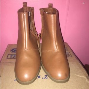 Brown faux leather booties